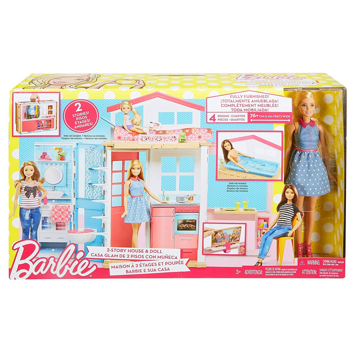 Mattel GXC00 - Barbie - Etagen-Ferienhaus mit Einrichtung und Puppe - Bild 1