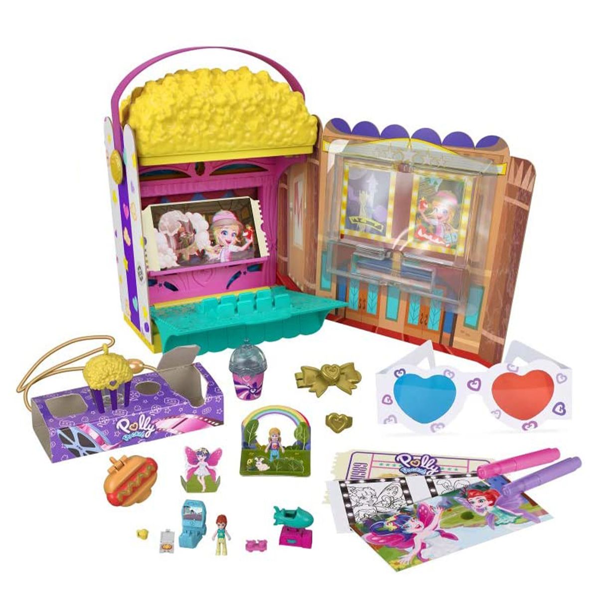 Mattel GVC96 - Polly Pocket - Spielset, Puppen und 20 &Uuml;berraschungen, Popcorn-Box - Bild 1