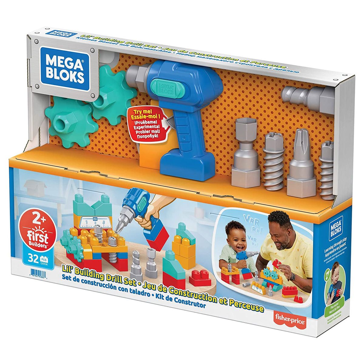 Mattel GXK36 - Fisher-Price - Mega Bloks - First Builders - Bauset mit Bohrmaschine, 32 Teile - Bild 1