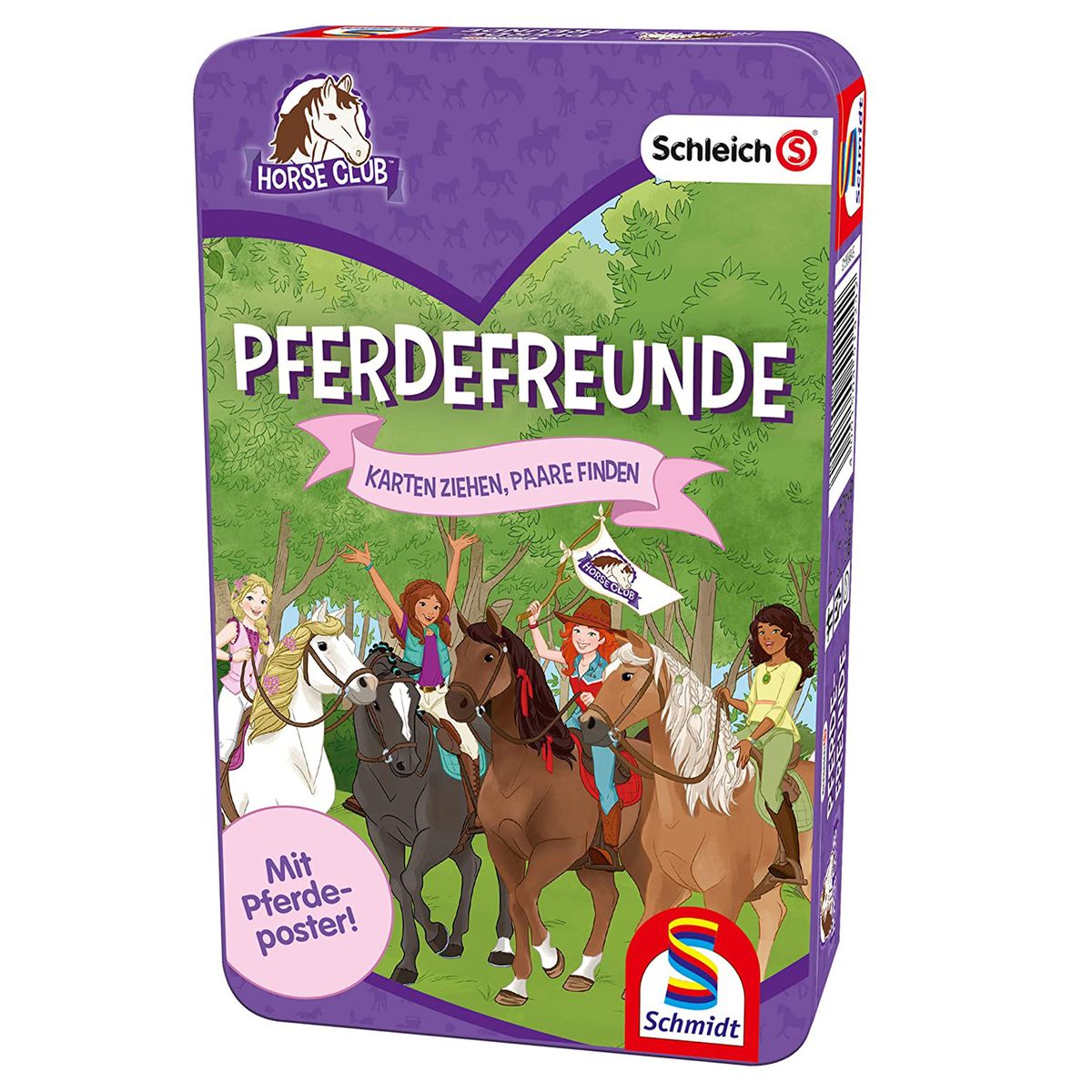 Schmidt 51424 - Schleich - Horse Club - Mitbringspiel, Kartenspiel in Metalldose, Pferdefreunde - Bild 1