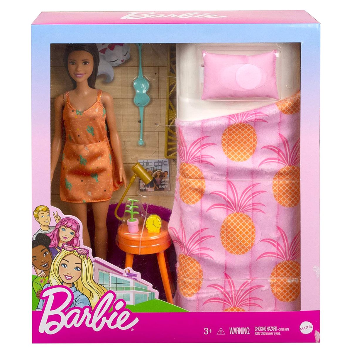 Mattel GRG86 - Barbie - Schlafzimmer-Spielset, Puppe mit M&ouml;beln und Zubeh&ouml;r - Bild 1