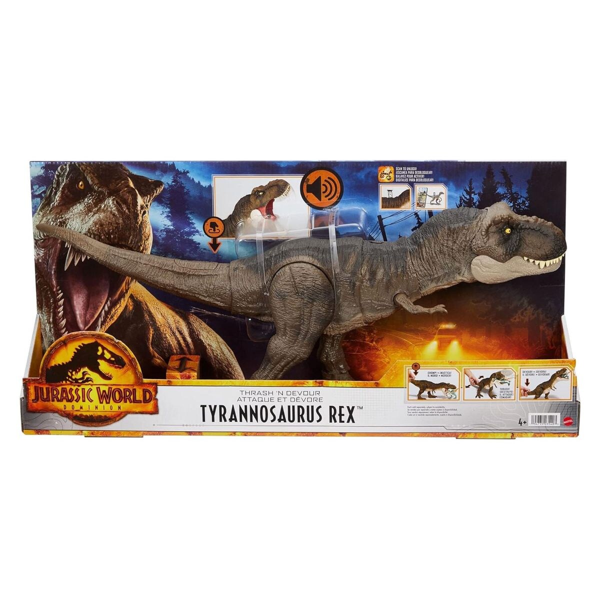 Mattel HDY55 - Jurassic World - Dominion - Tyrannosaurus Rex mit Sound, ca. 55 cm