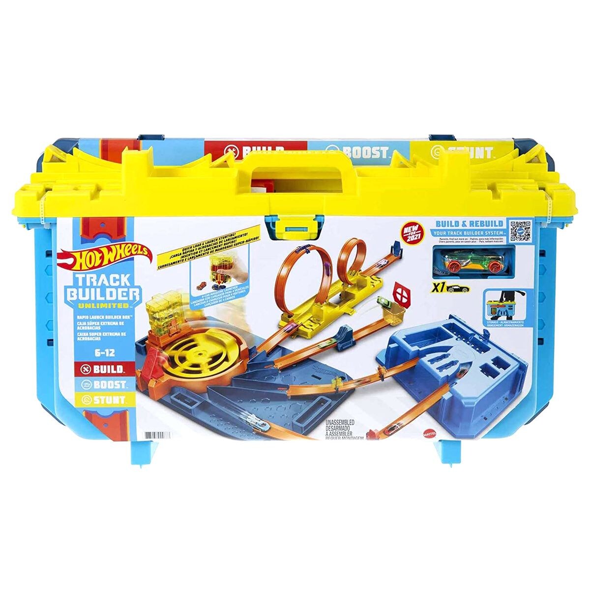 Mattel GVG11 – Hot Wheels – Track Builder Unlimited – Schnellstarter-Box mit einem Fahrzeug | 00887961924688