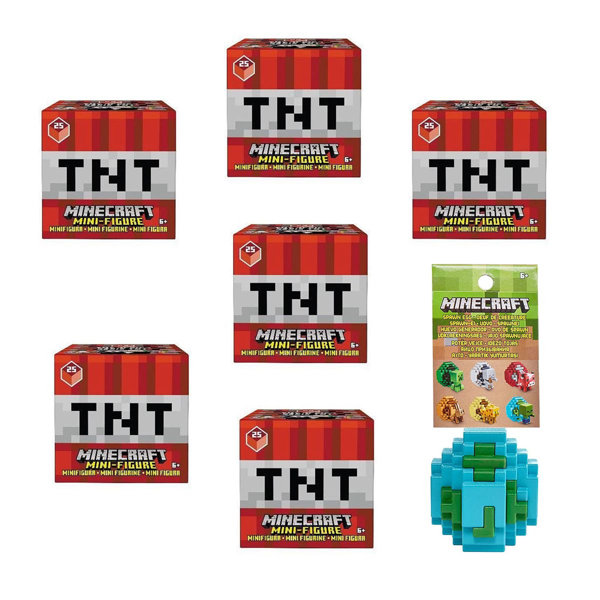 SPAR-SET 191819 - Mohjang - Minecraft - 6 TNT-Series Sammelfiguren, Serie 25 + Spawn-Egg - Bild 1