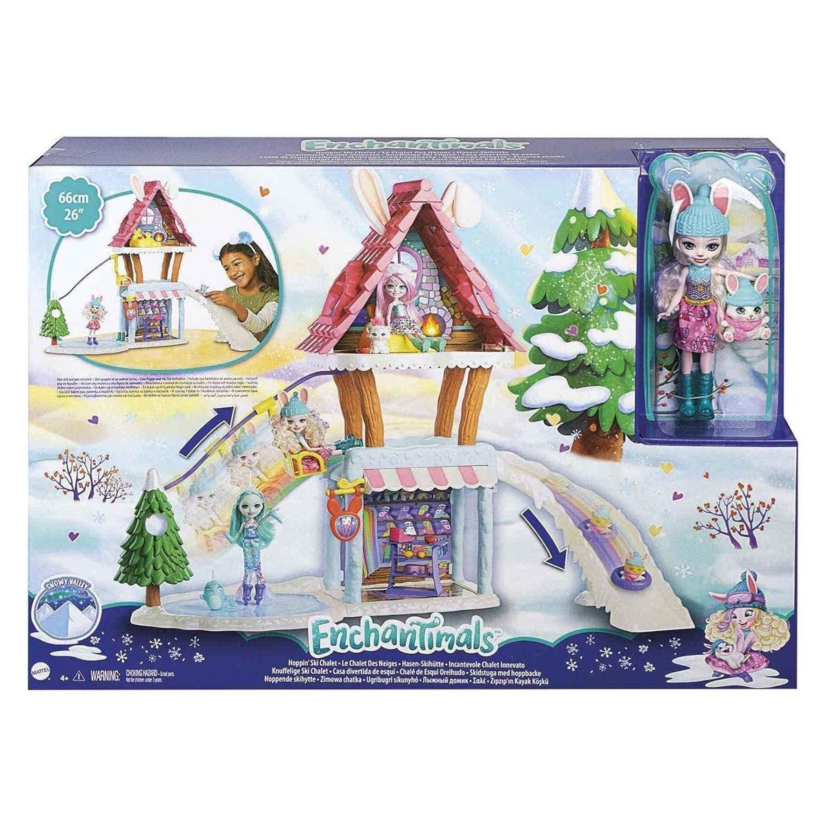 Mattel GRW92 - Enchantimals - Spielset, Puppe mit Zubeh&ouml;r und Tierfreund, Hasen-Skih&uuml;tte - Bild 1