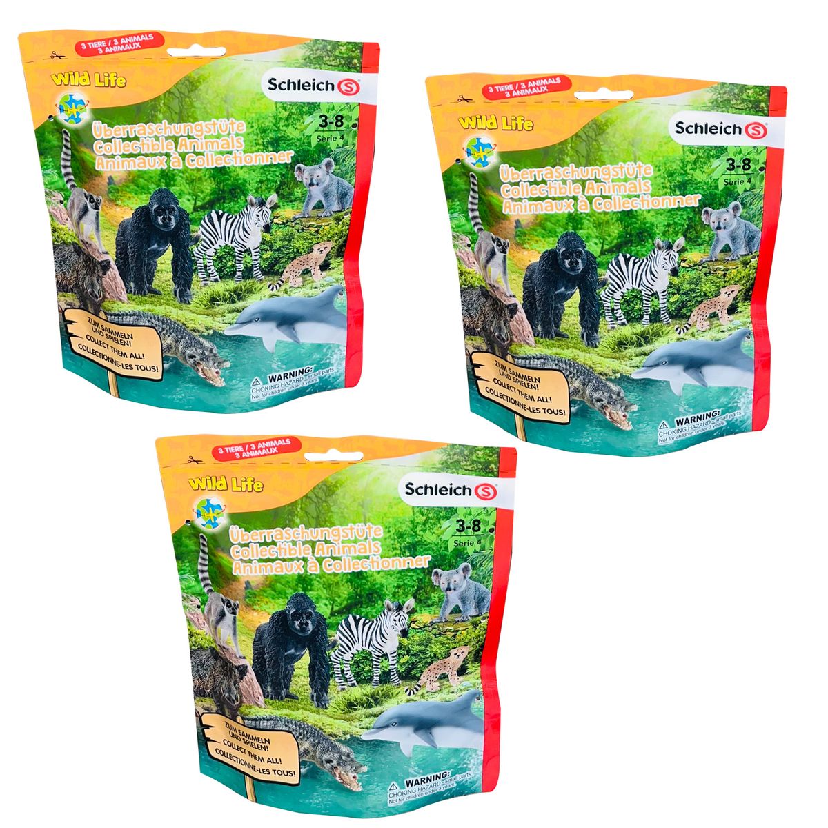 SPAR-SET 194598 sort. - Schleich - Wild Life - 3 &Uuml;berraschungst&uuml;ten mit je 3 Tieren - Bild 1