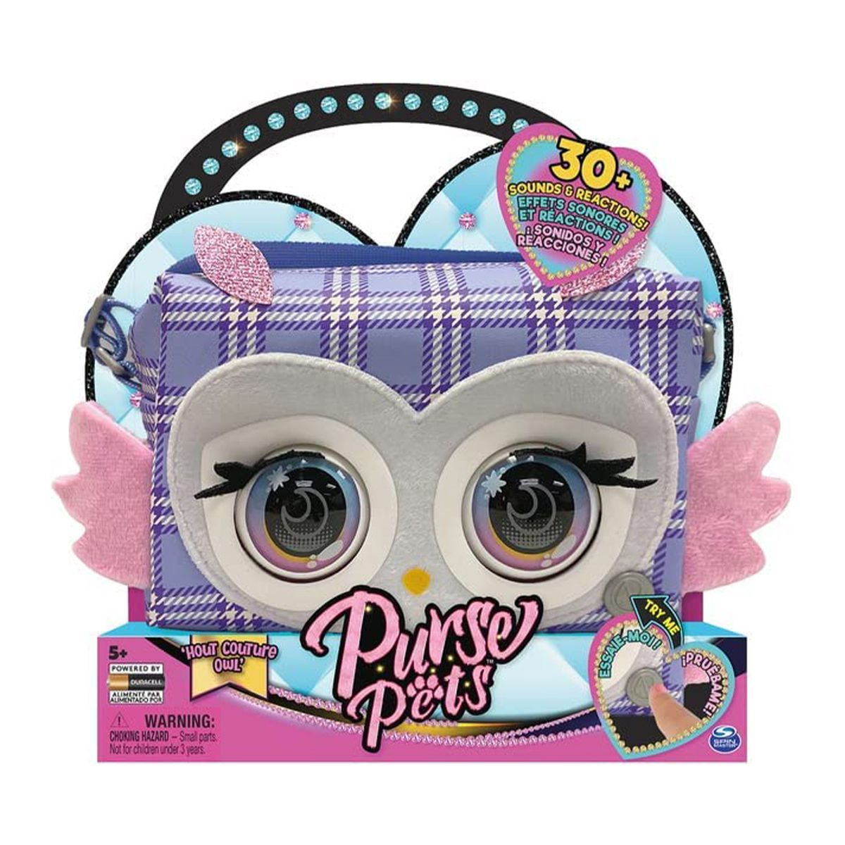 Spin Master 6064118 (20136941) - Purse Pets - Interaktive flauschige Pl&uuml;schtasche, 30+ Sounds & Reaktionen, Eule - Bild 1