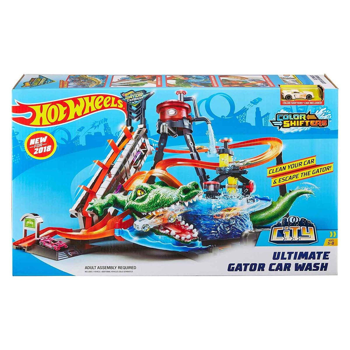 Mattel FTB67 - Hot Wheels - City - Ultimative "Krokodil" Autowaschanlage inkl. 1 Fahrzeug - Bild 1