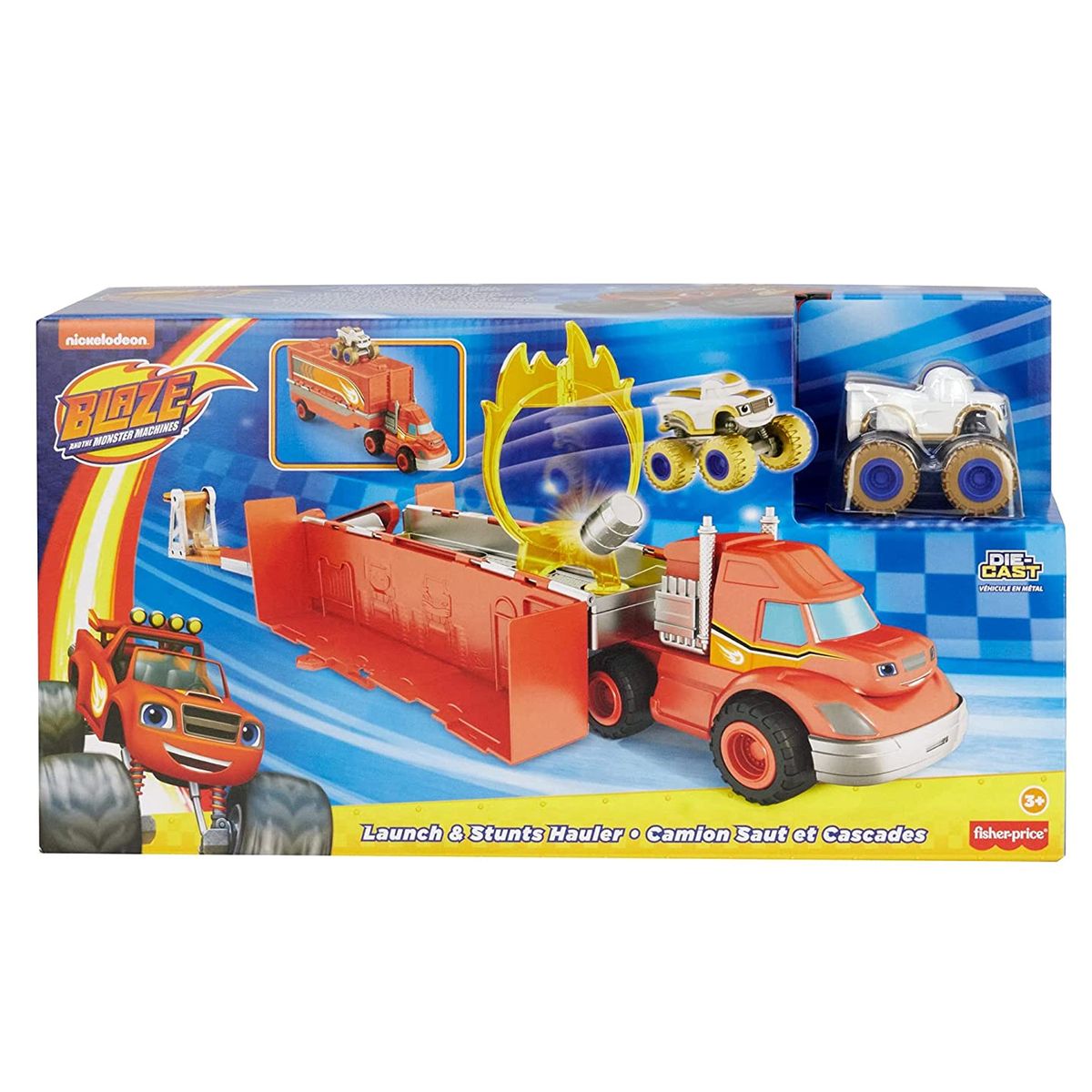 Mattel GYD04 - Blaze and the Monster Machines - Stunt-Transporter mit integrierter Tuning-Werkstatt inkl. Die-Cast-Monster Truck, Spielset - Bild 1