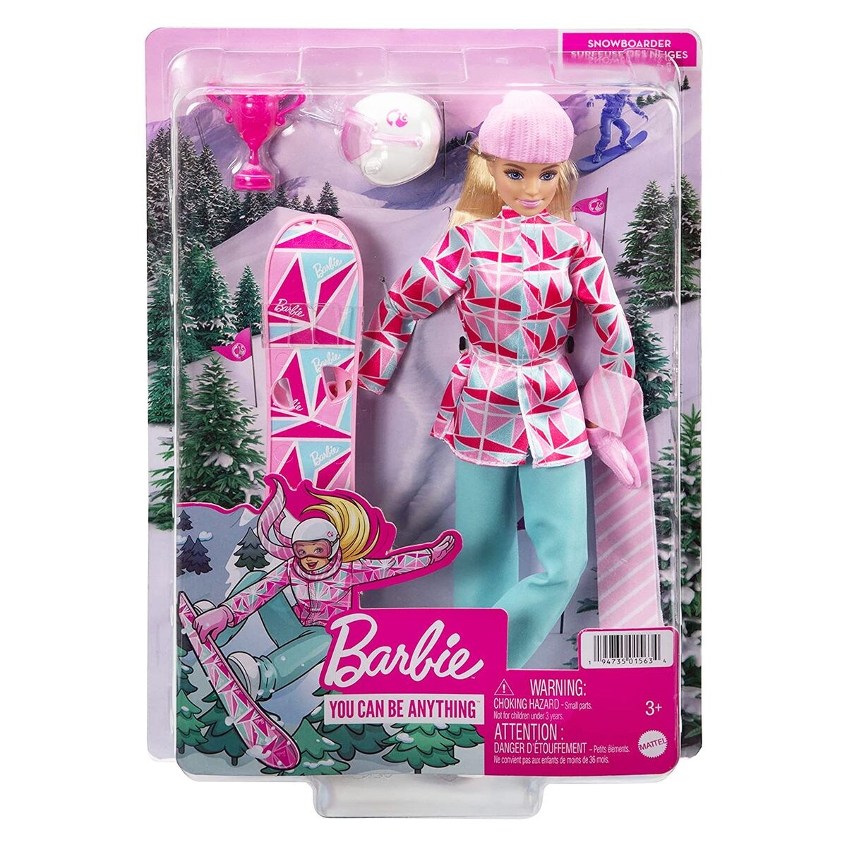 Mattel HCN32 – Barbie – You can be anything – Wintersport Puppe inkl. Zubehör, 30 cm, Spielset | 00194735015634