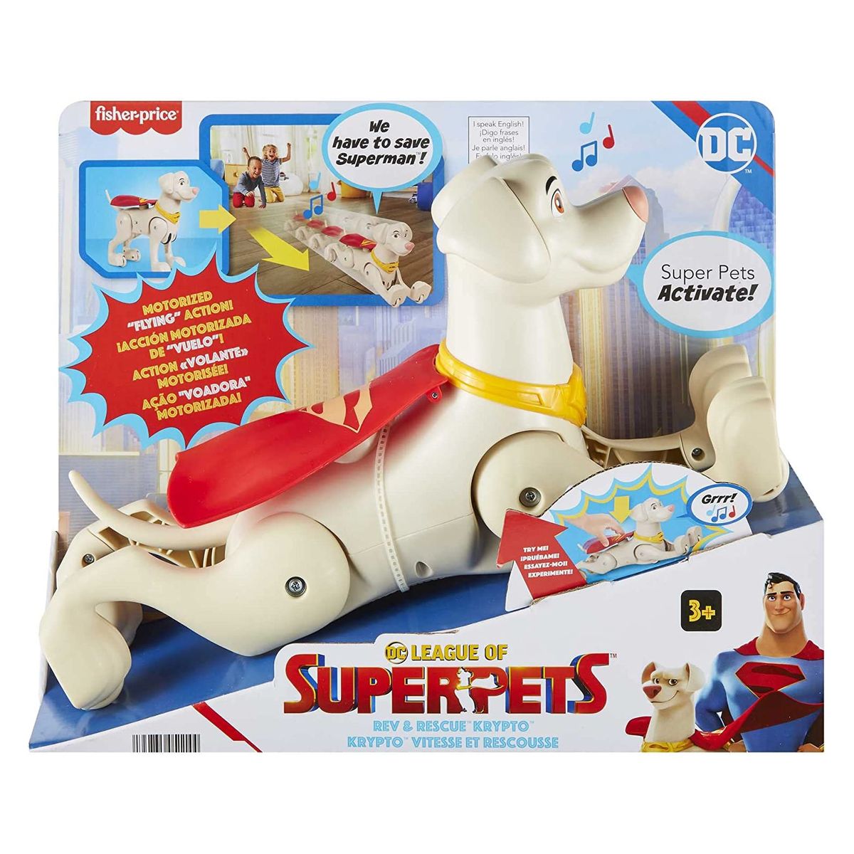 Mattel HJF35 - Fisher-Price - DC League of Superpets - Superspeed-Flug Hund Krypto - beweglich mit Sound, 35,5 cm - Bild 1