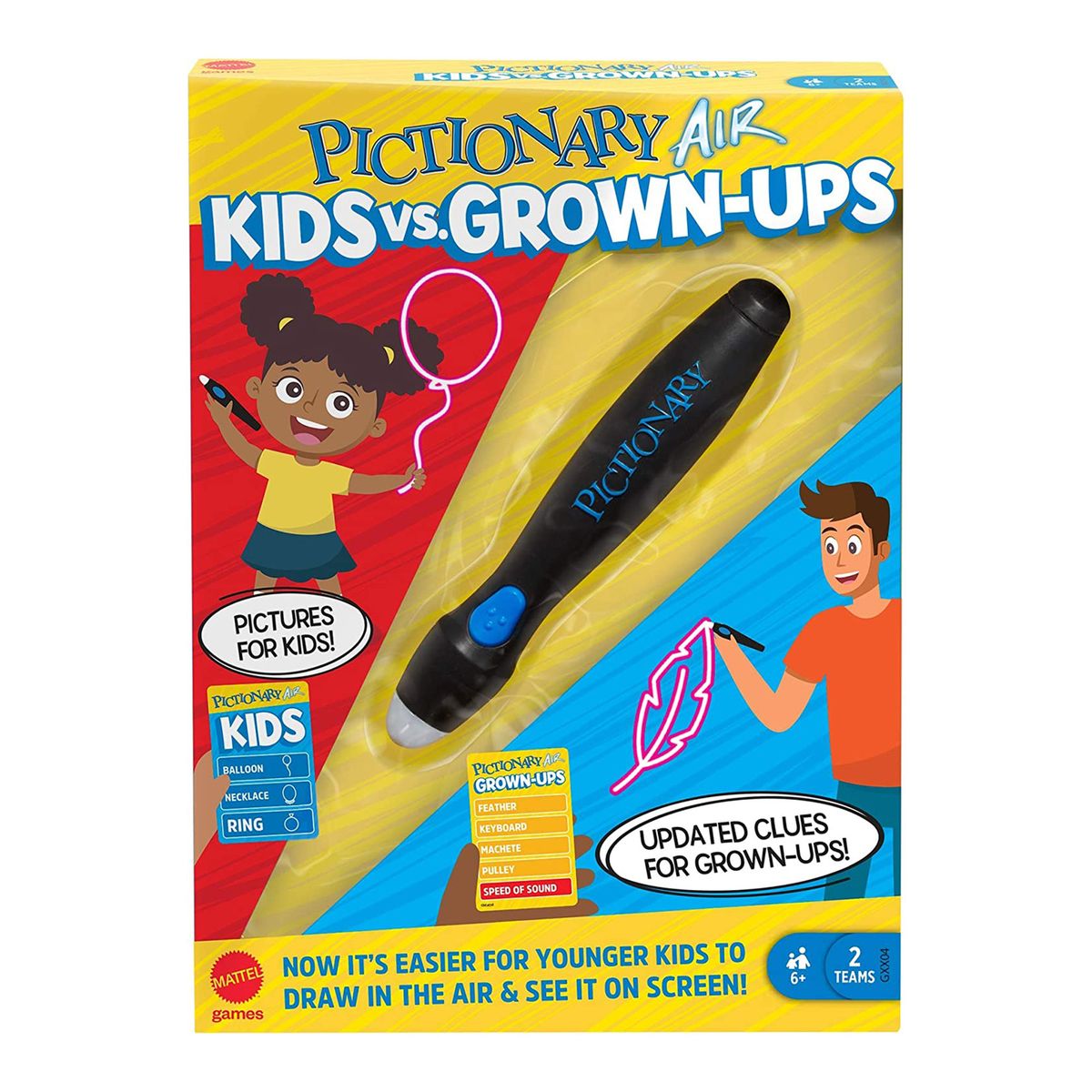 Mattel GYH79 - Pictionary Air - Klein gegen Gro&szlig; - Zeichenspiel, Stift - Bild 1