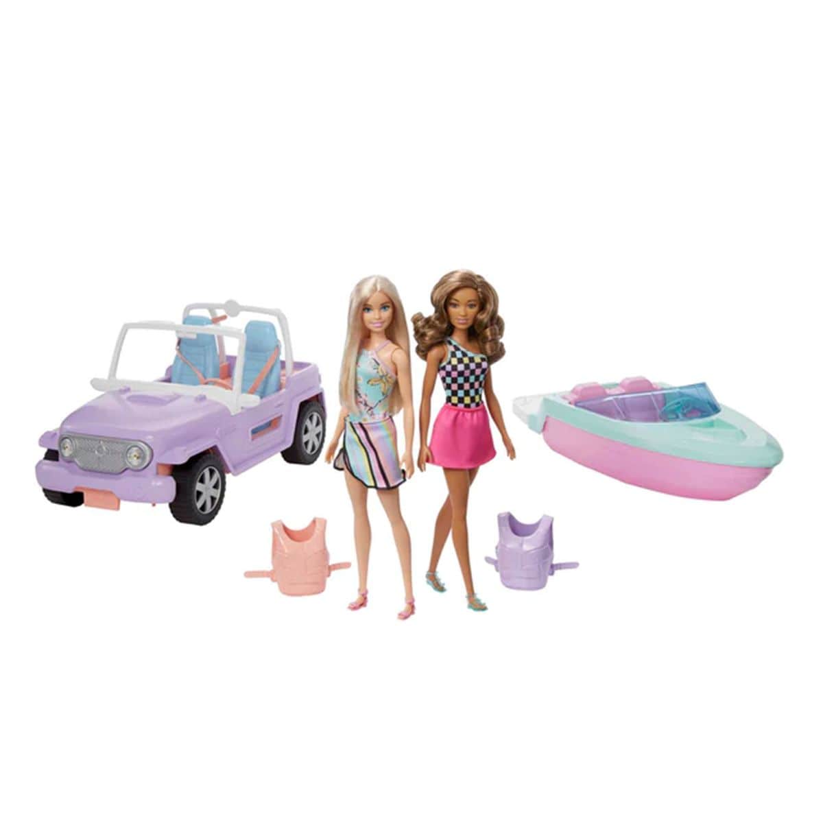Mattel GXD66 - Barbie - Geschenkset mit 2 Puppen, Boot & Jeep - Bild 1