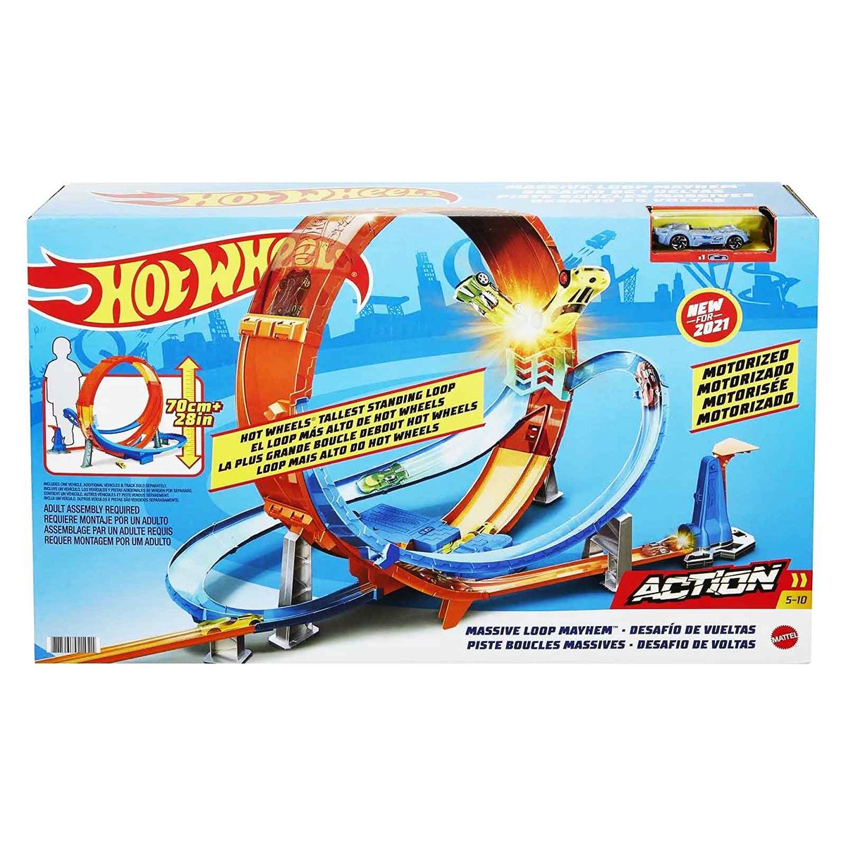 Mattel HCB00 - Hot Wheels - Looping-Action Spielset, Autorennbahn mit 1 Fahrzeug - Bild 1