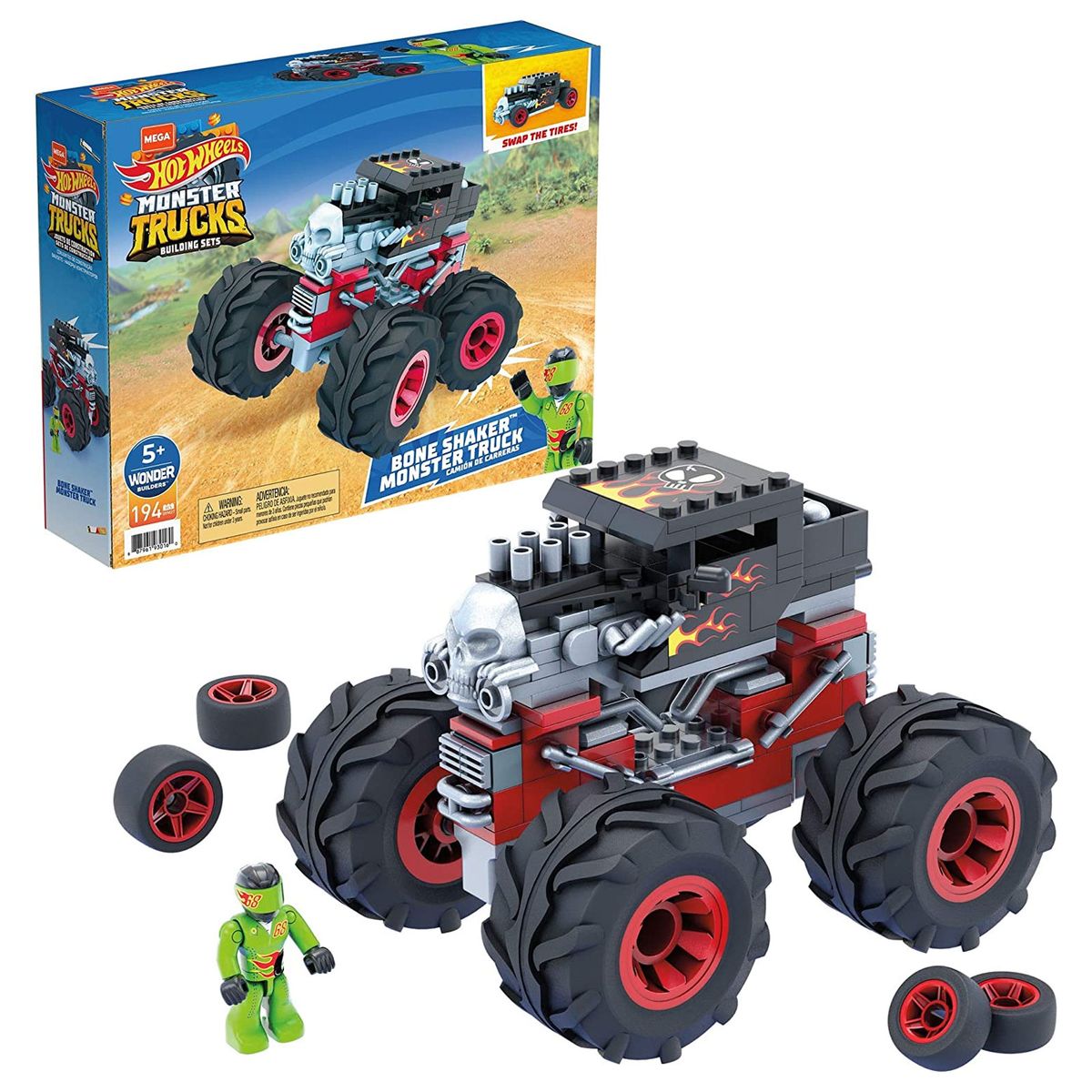 Mattel GVM27 - Mega - Hot Wheels - Monster Trucks - Bone Shaker, Bausatz mit 194 Teile - Bild 1
