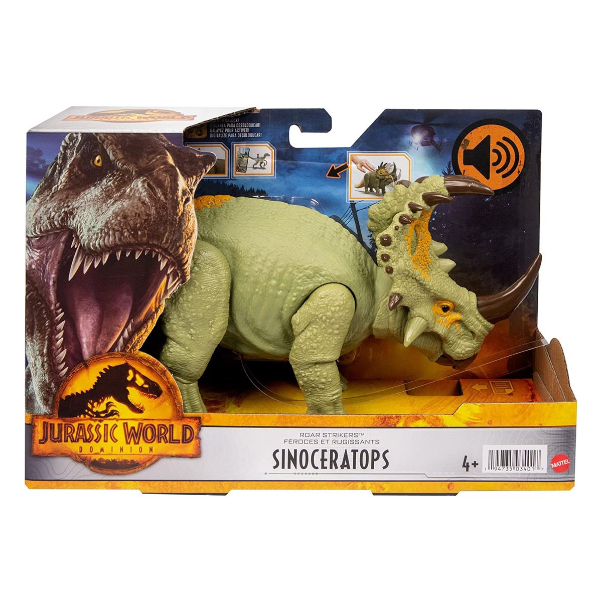 Mattel HDX43 - Jurassic World - Dominion - Roar Strikers - Sinoceratops, Dinosaurier Spielfigur - Bild 1