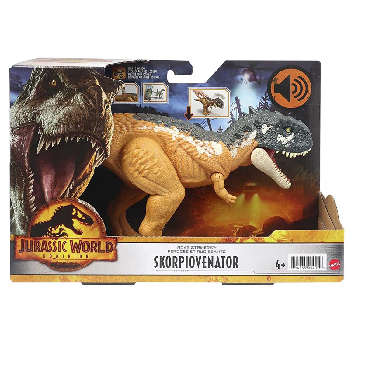 Mattel HDX37 - Jurassic World - Dominion - Skorpiovenator, interaktive Dinosaurier Spielfigur - Bild 1