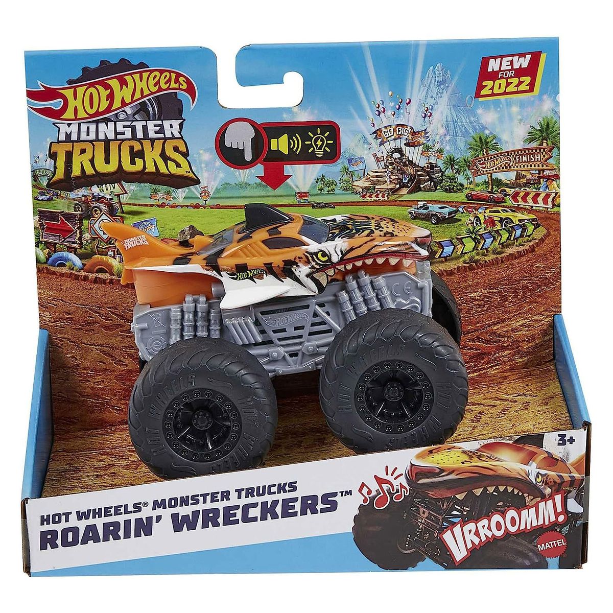 Mattel HDX62 - Hot Wheels - Monster Trucks - Tiger Shark mit Licht und Sound, 1:43 - Bild 1