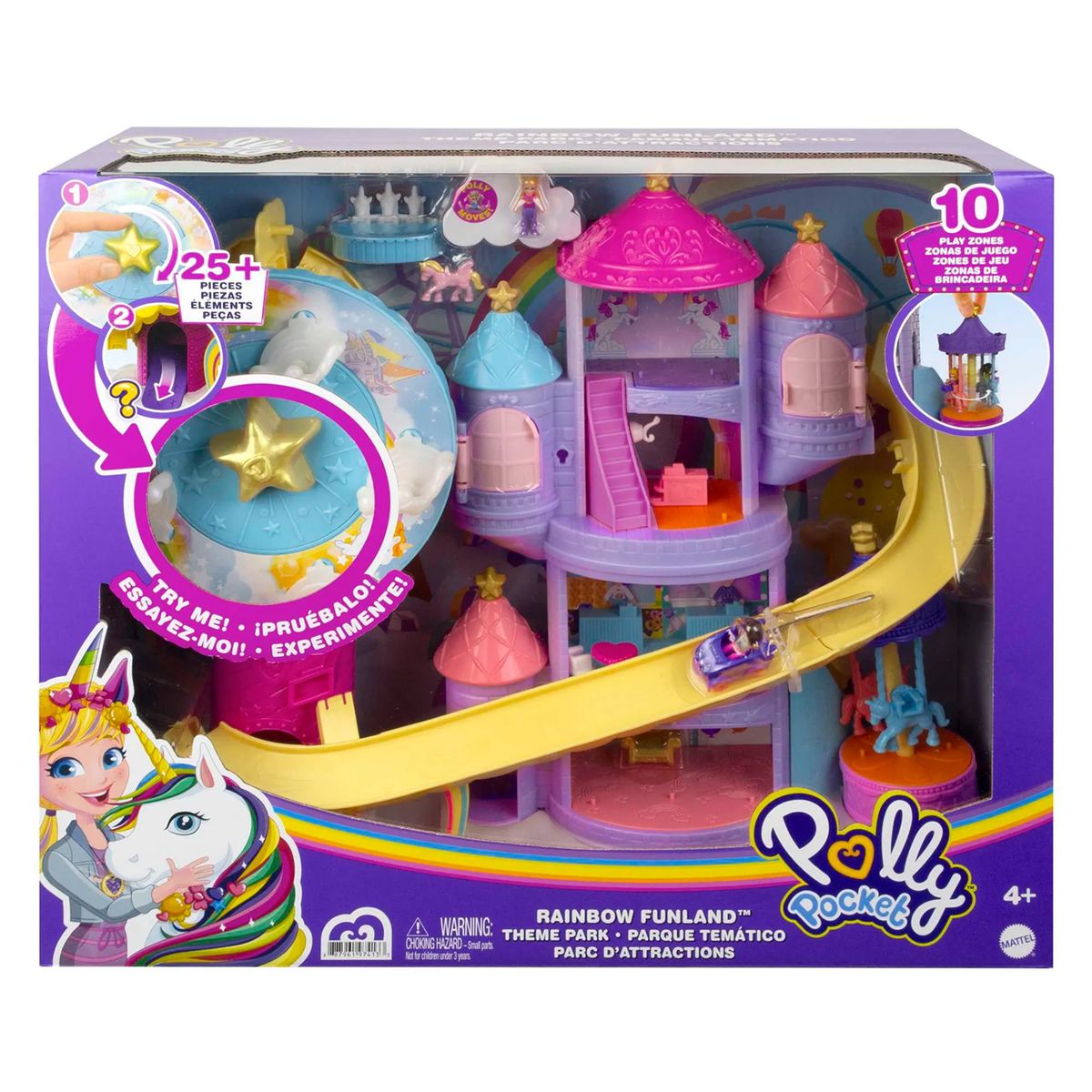 Mattel GYK44 - Polly Pocket - Regenbogen-Einhornspa&szlig; Freizeitpark (HBT13) - Bild 1