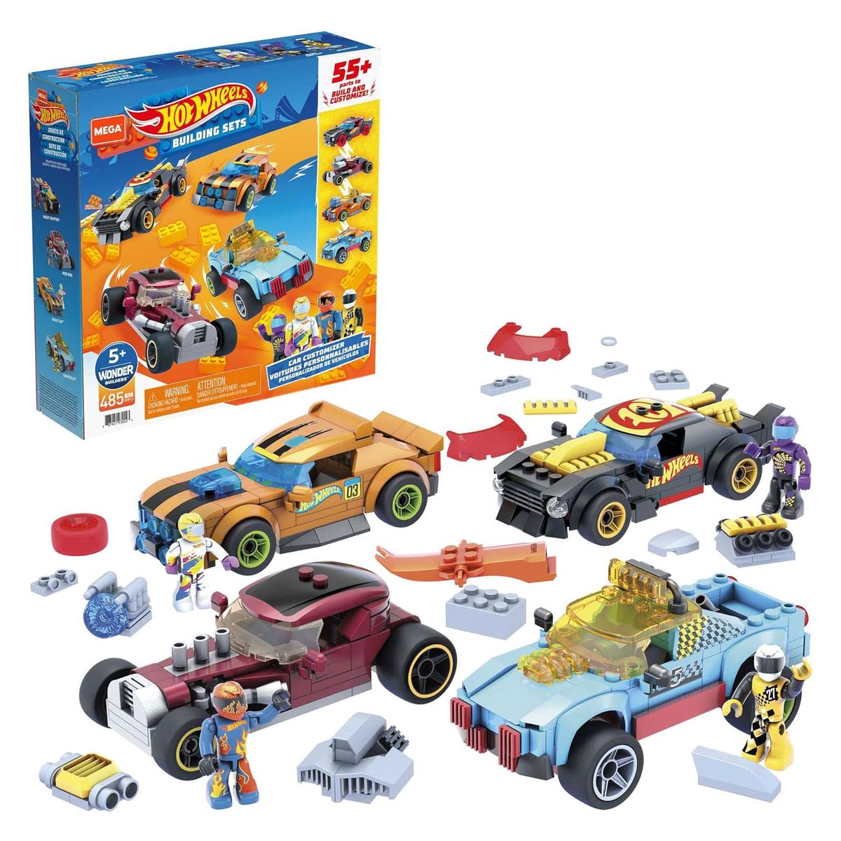Mattel GVM13 - Hot Wheels - Mega Construx - Rennnwagen Bauset f&uuml;r 4 Fahrzeuge, 485 Teile - Bild 1