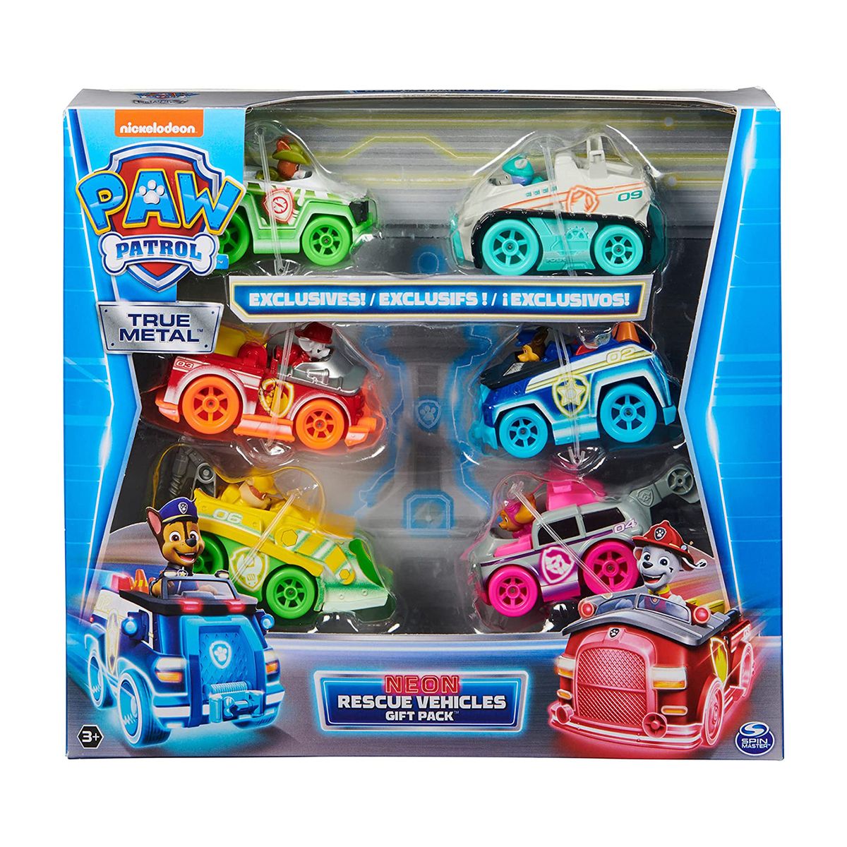 Spin Master 6064139 (20136995) - Paw Patrol - True Metal, Neon Fahrzeuge 6er Geschenkset - Bild 1