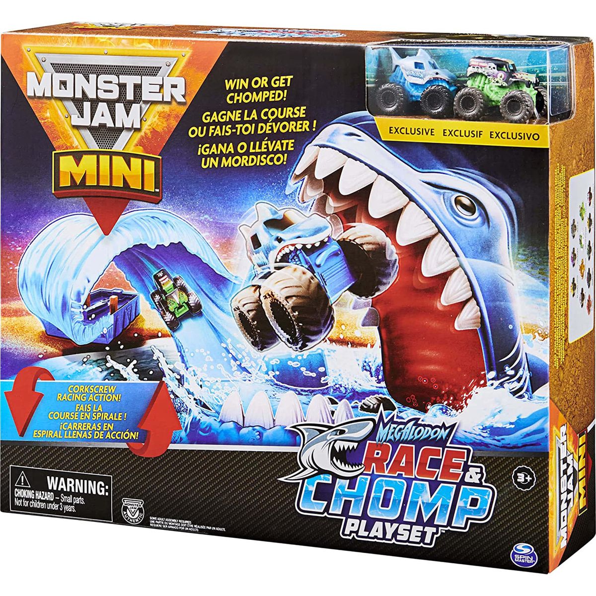 Spin Master 6060718 (20131052) - Monster Jam - Mini - Megalodon - Spielset mit 2 Fahrzeugen, Gewinnnen oder geschnappt werden! - Bild 1