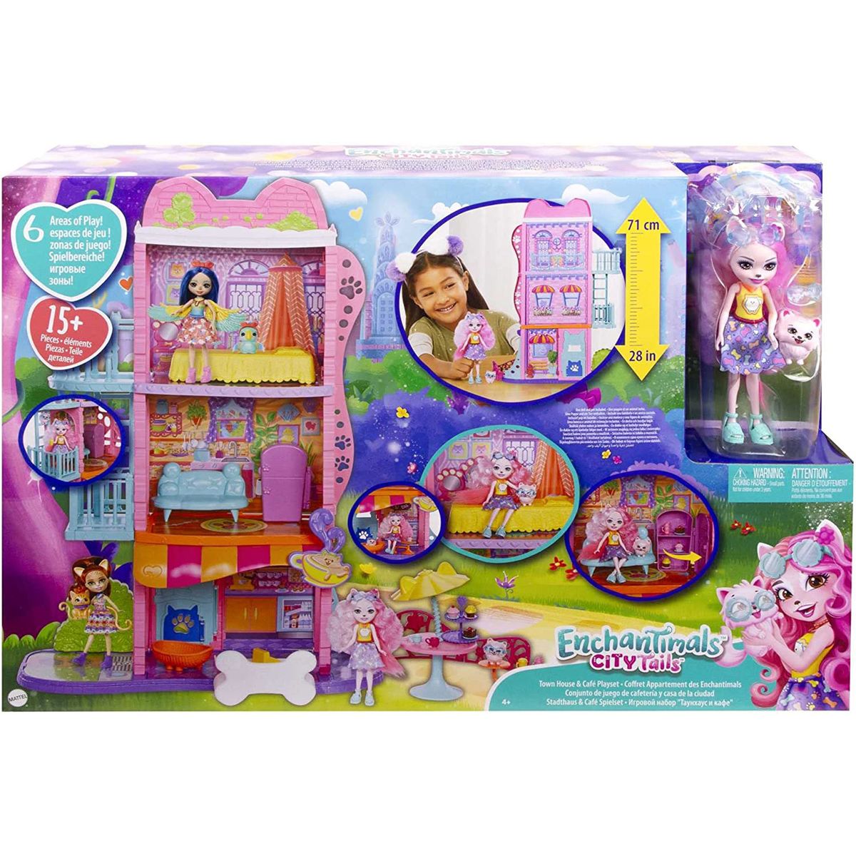 Mattel HHC18 - Enchantimals - City Tails - Spielset, Puppe mit Tierfreund, Stadthaus & Cafe - Bild 1