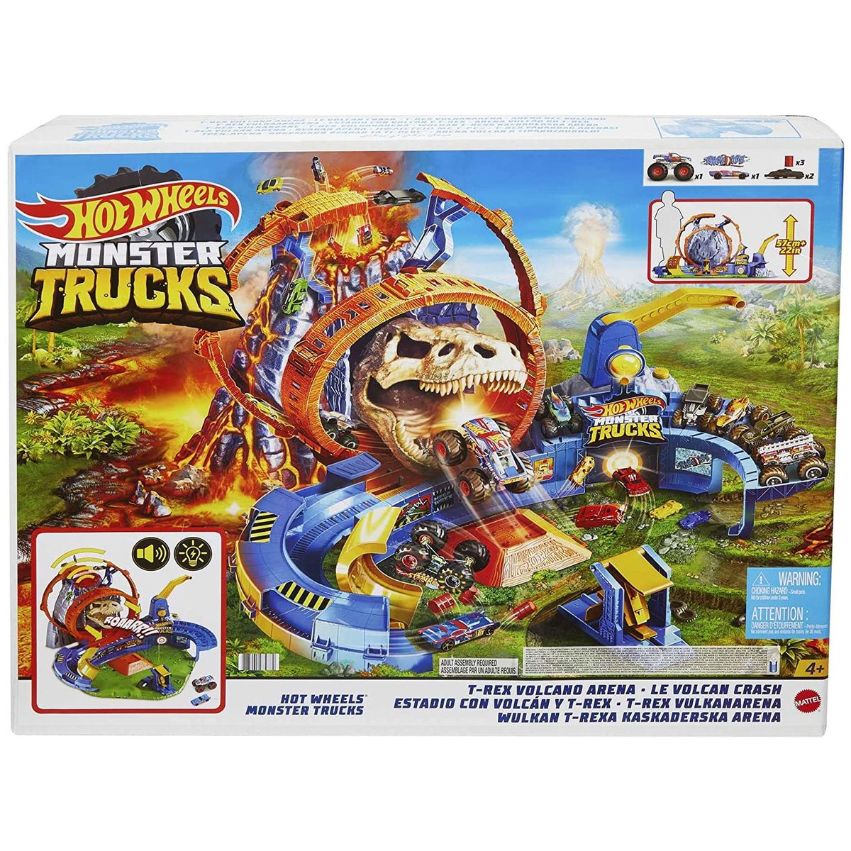 Mattel GYL14 2.Wahl - Hot Wheels Monster Trucks - T-Rex Vulkanarena Spielset - Bild 1