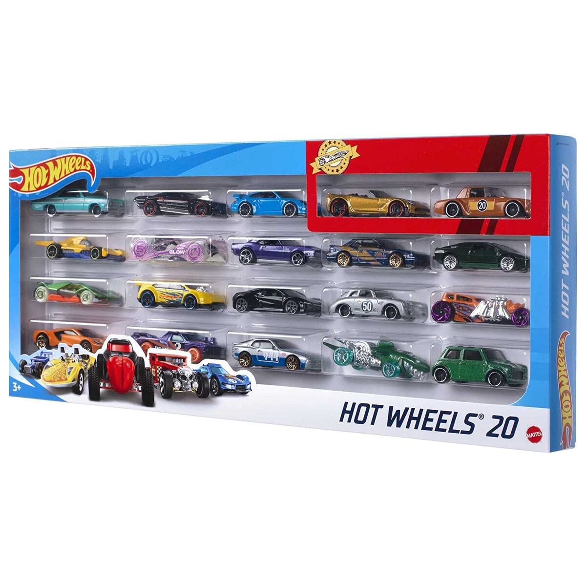 Mattel H7045 sort. – Hot Wheels – Die-Cast Fahrzeuge, 1:64. 20er Pack, mehrfach sortiert | 00027084257373