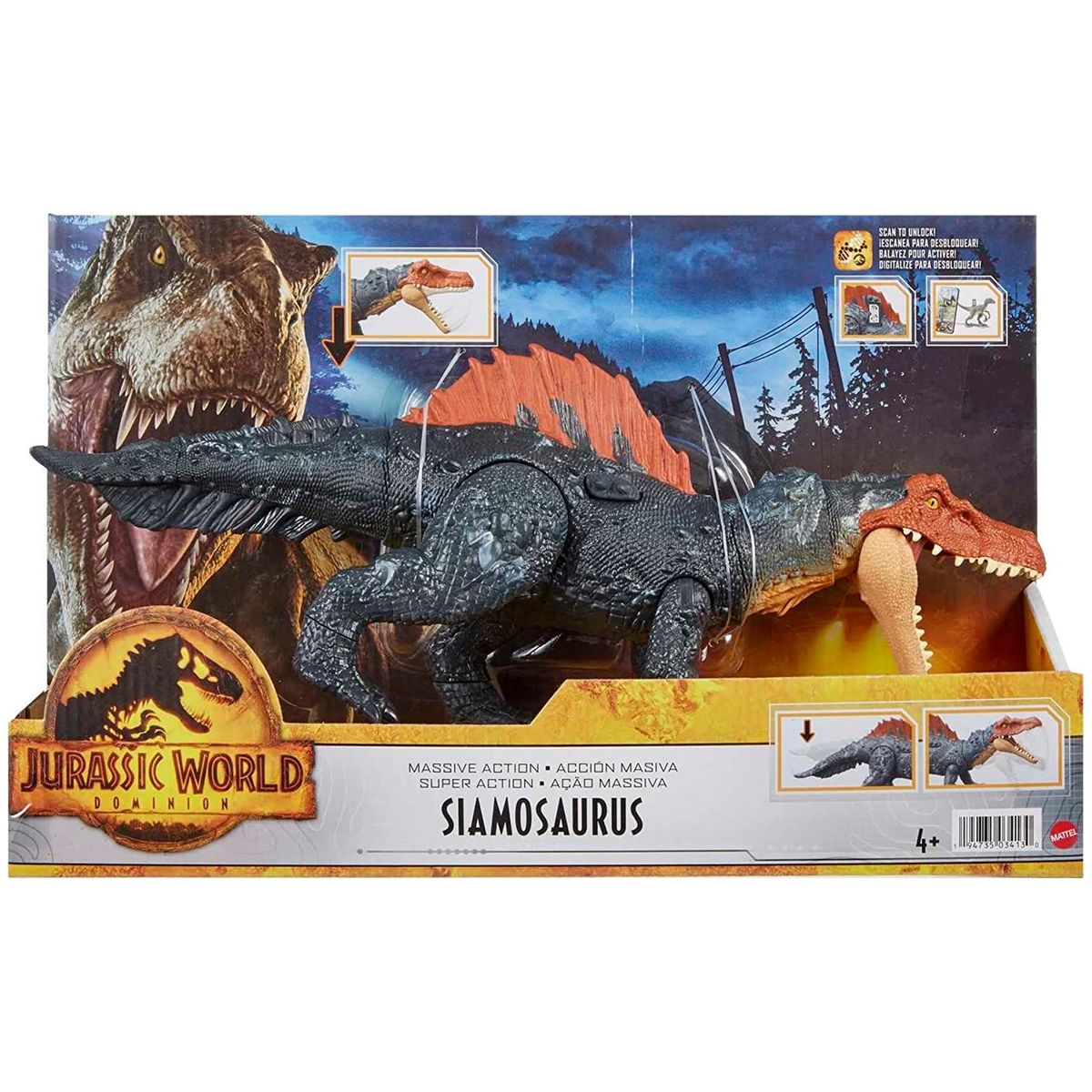 Mattel HDX51 - Jurassic World Dominion - Massive Action - Spielfigur, Dinosaurier: Siamosaurus - Bild 1