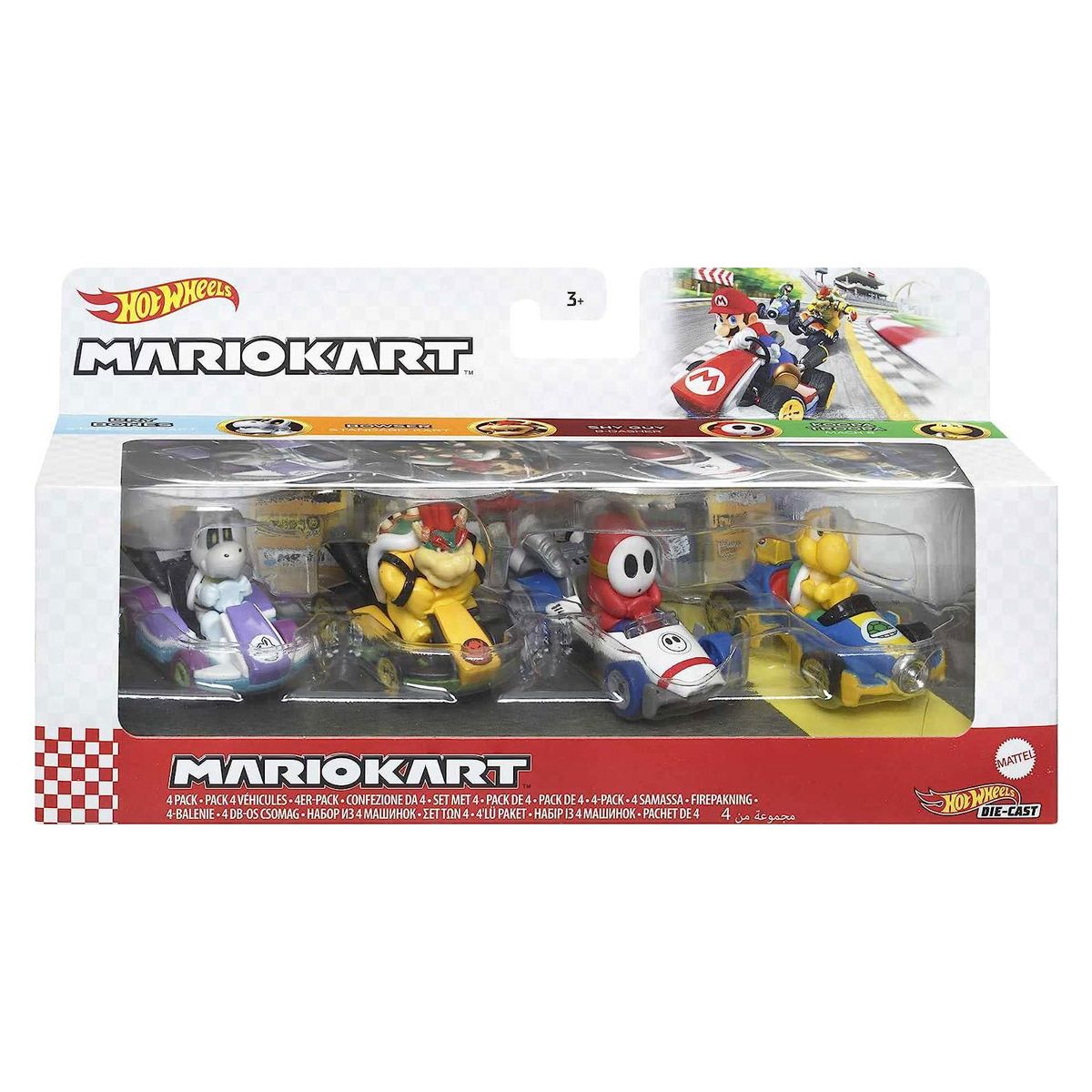 Mattel HDB23 - Hot Wheels - Mario Kart - Fahrzeuge mit Figur, 4er Pack - Bild 1