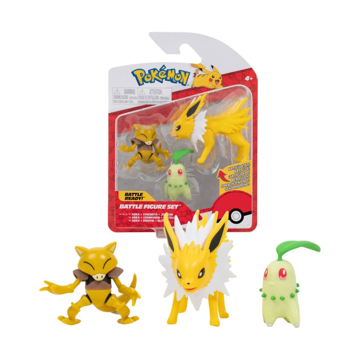 Jazwares PKW2349 - Pok&eacute;mon - Battle Figuren Set mit Endivie, Abra, Blitza - Bild 1