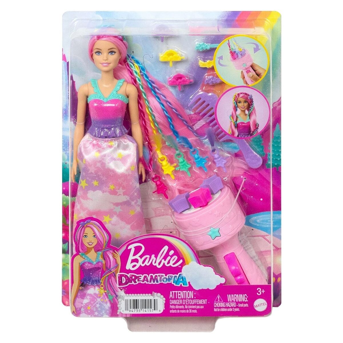 Mattel HNJ06 – Barbie – Dreamtopia – Flechtspaß inkl. Stylingwerkzeug und Haaraccessoires | 00194735141579