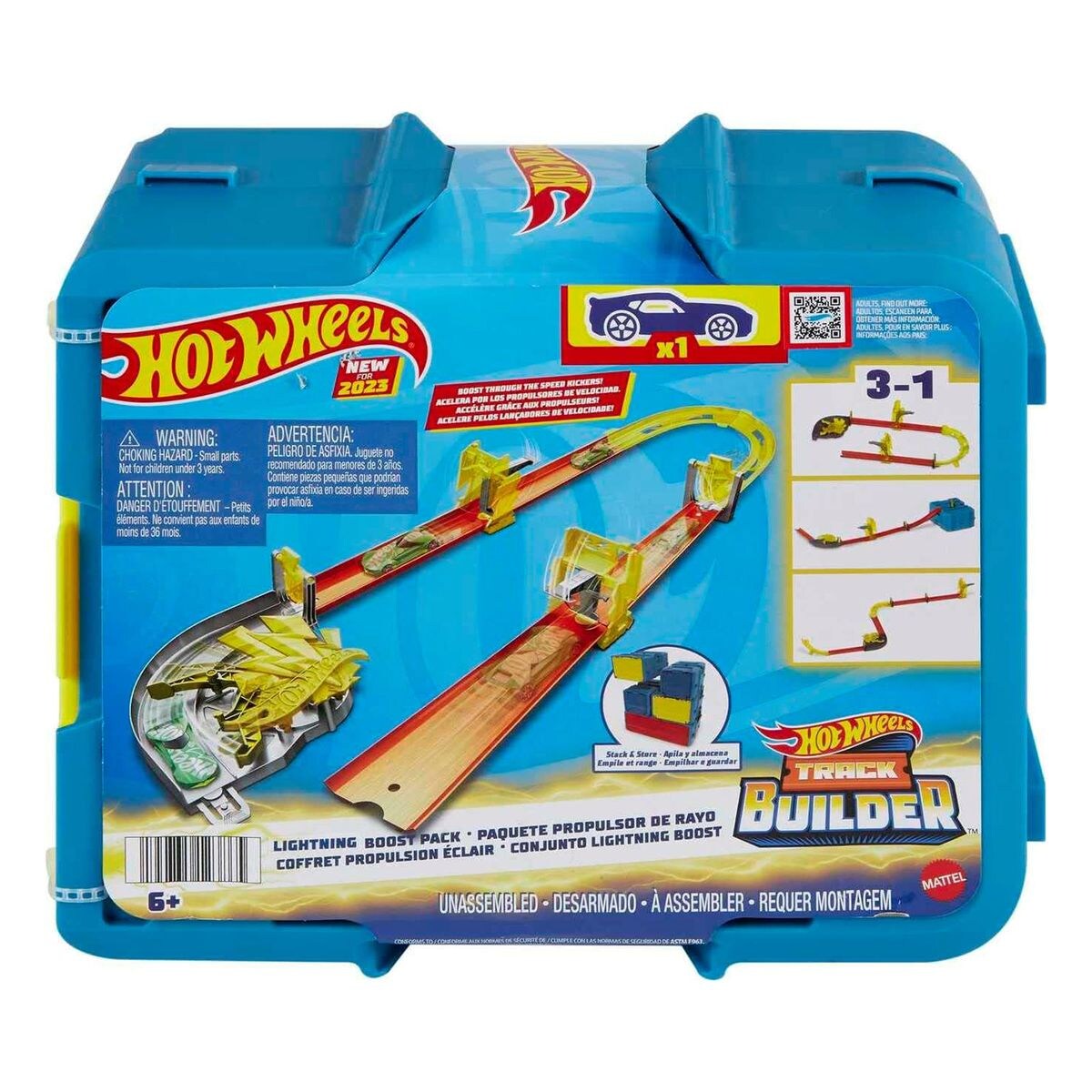 Mattel HMC03 – Hot Wheels – Track Builder – Blitz- Starter Set, Aufbewahrungsbox mit Track Bauteilen und einem Fahrzeug | 00194735123865