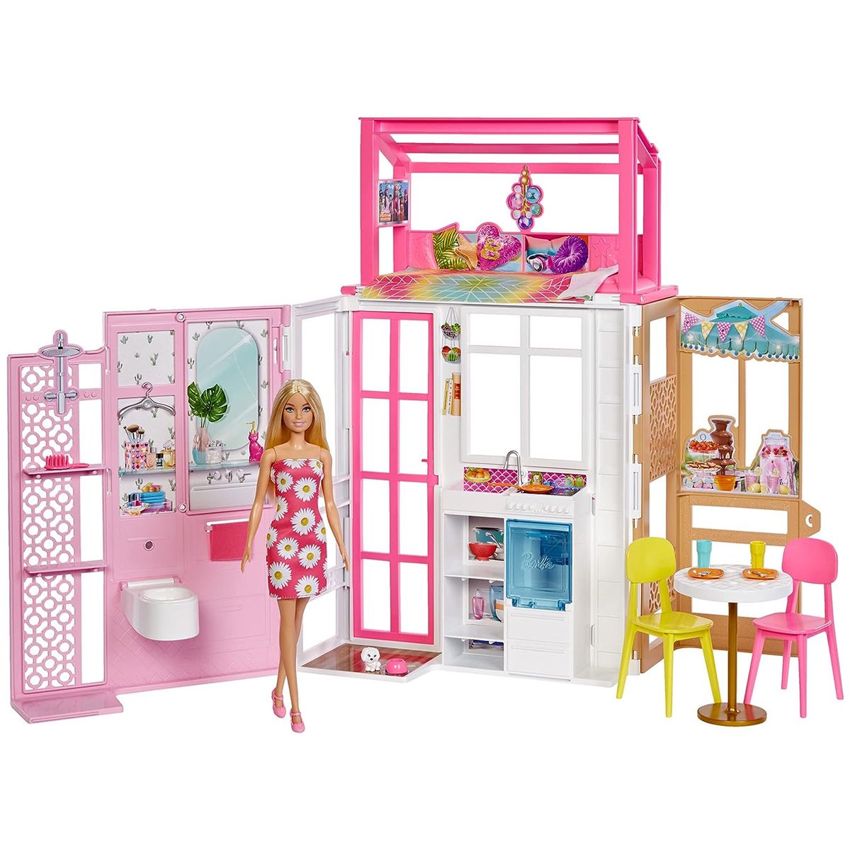 Mattel HCD48 - Barbie - Spielset, Haus komplett eingerichtet, Puppe mit Zubeh&ouml;r - Bild 1