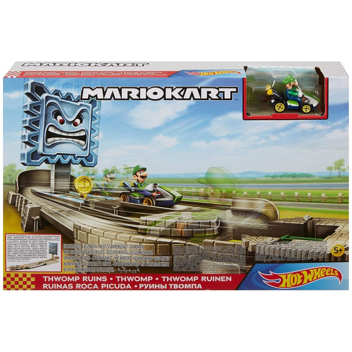Mattel GFY46 - Hot Wheels - Mario Kart - Steinblock-Ruinen-Trackset mit Fahrzeug - Bild 1