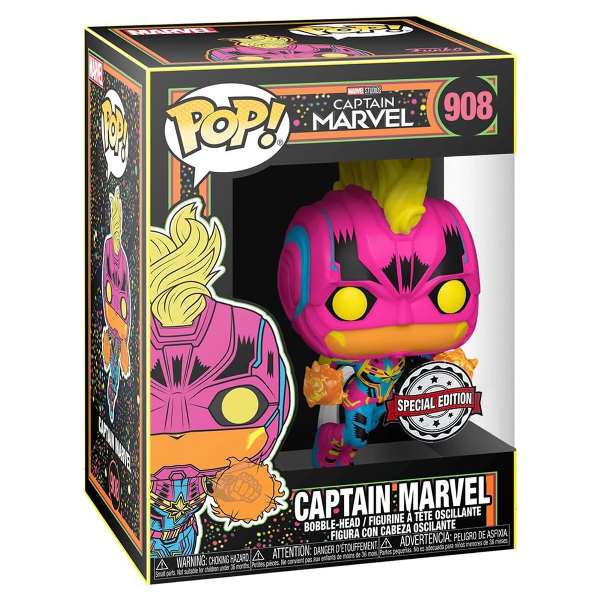 Funko FK55213 - POP! - Marvel Captain Marvel - Vinyl-Figur, Black Light, Nr. 908, ca. 9 cm - Bild 1