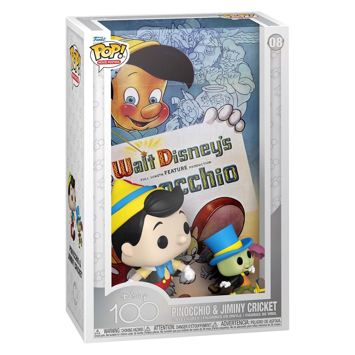 Funko FK67579 - POP! - Disney 100 - Pinocchio - Pinocchio & Jimmy Cricket Vinyl-Figur, Nr. 08, ca. 9 cm - Bild 1