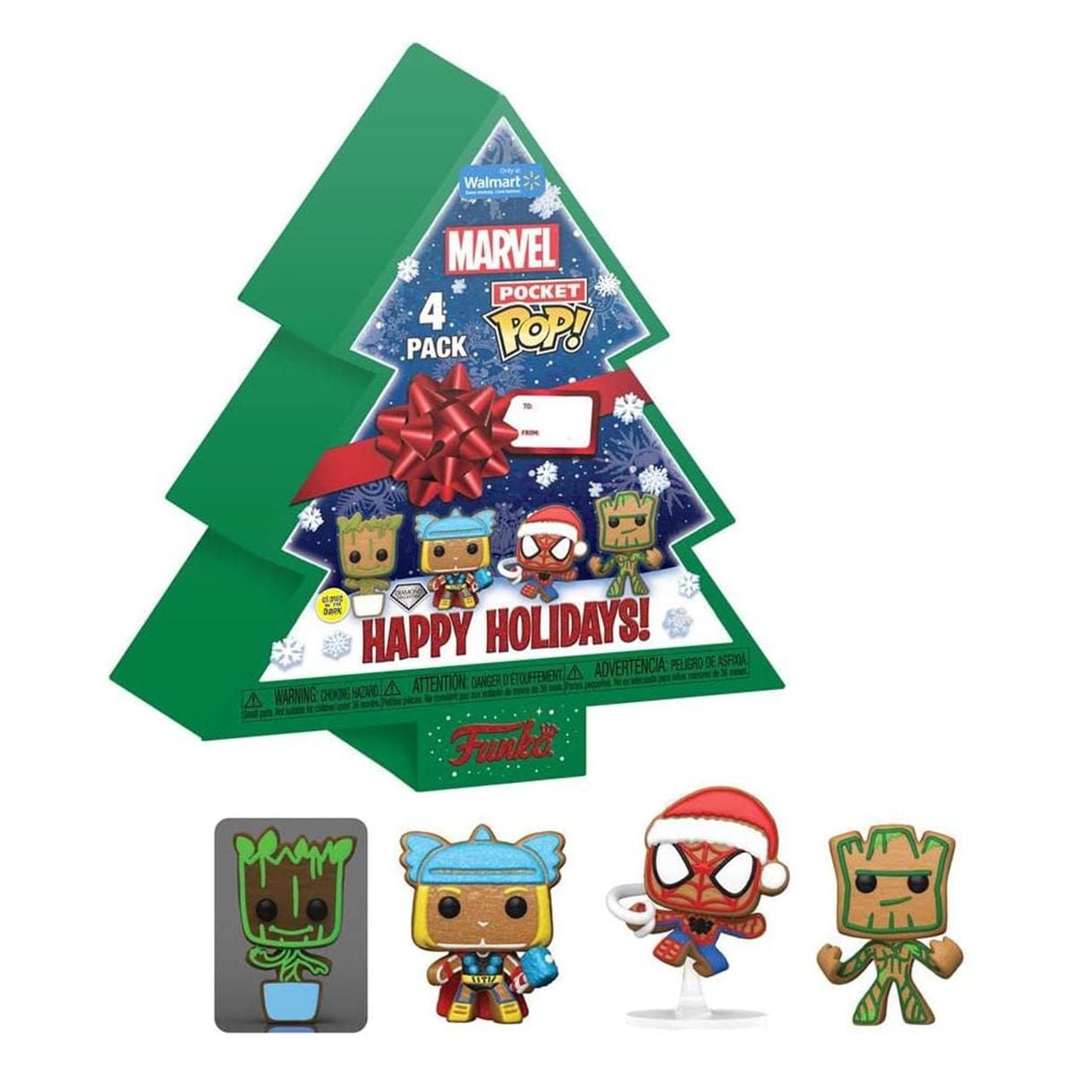 DIV FK65541 - Funko Pocket POP! - Marvel - Happy Holidays! - Tannenbaumform, Mini-Vinylfiguren, 4er Pack - Bild 1
