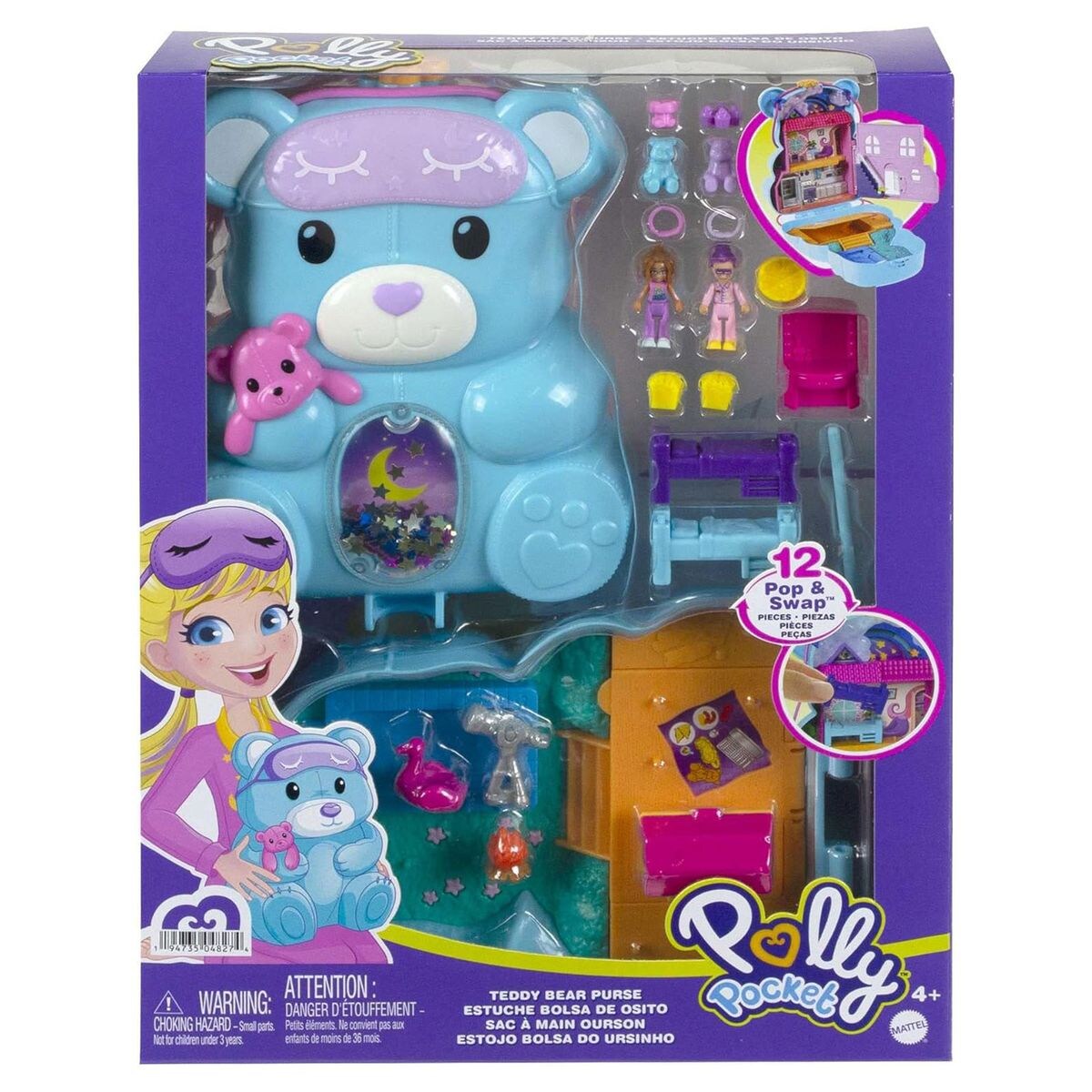 Mattel HGC39 – Polly Pocket – Teddybär Handtaschen-Spielset | 00194735048274