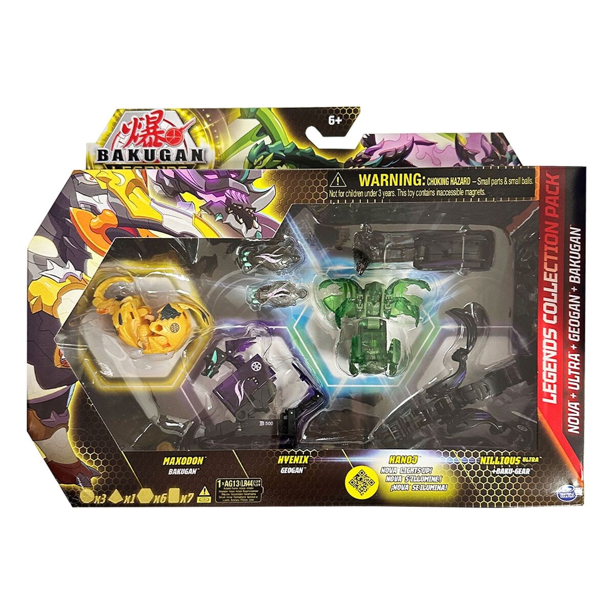 Spin Master 6065913 (20140073) – Bakugan Legends – Legends Collection Pack – Maxodon, Hyenix, Hanoj & Nillious Ultra | 00778988443835