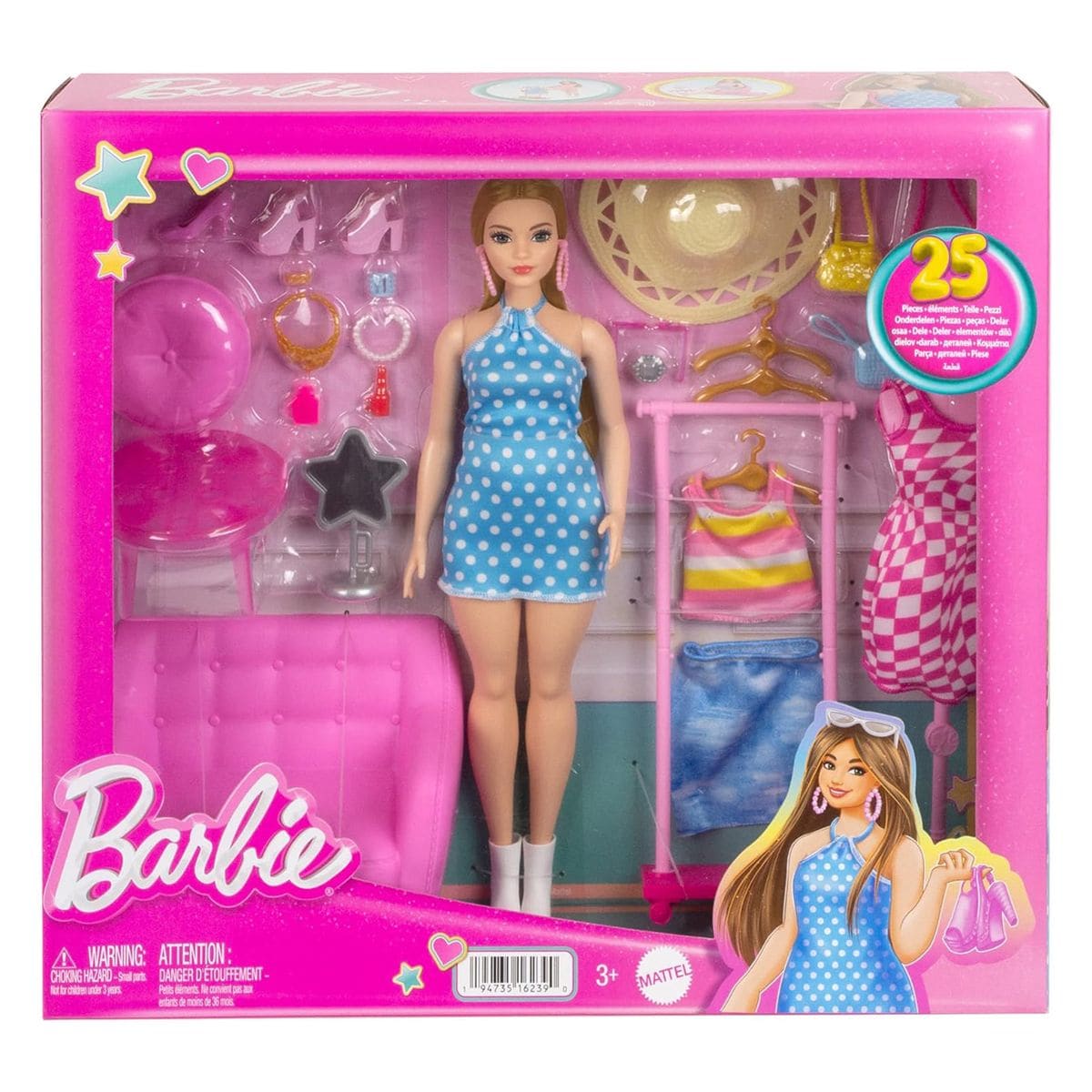 Mattel HPL78 - Barbie - Fashion-Set mit Puppe & Kleiderschrank, inkl. Zubeh&ouml;r - Bild 1