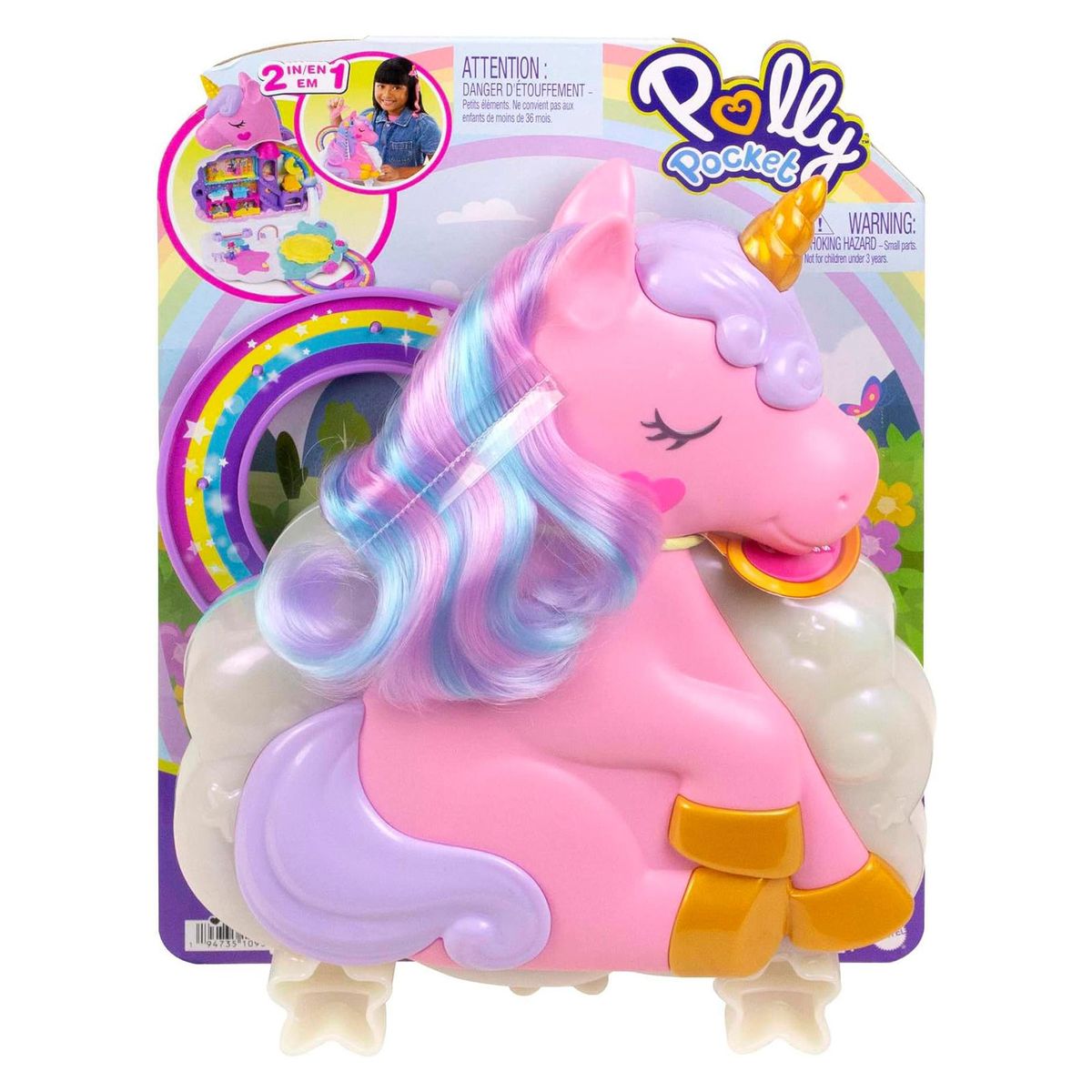 Mattel HKV51 - Polly Pocket - Regenbogen Einhorn, Mini-Spielset mit Zubeh&ouml;r - Bild 1