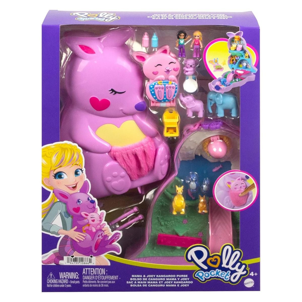 Mattel HKV50 - Polly Pocket - Spielset in K&auml;nguru Tasche, Mama & Joey - Bild 1