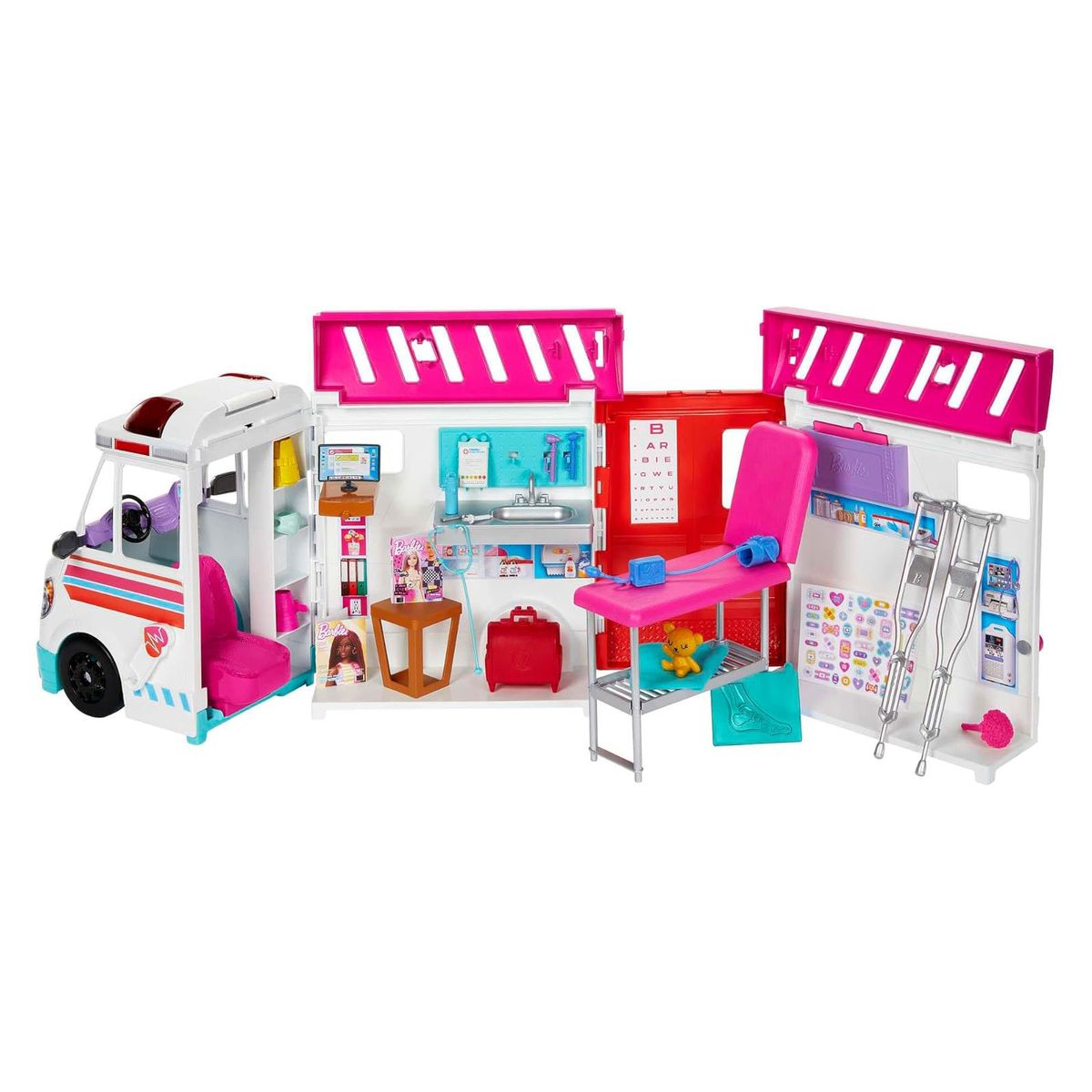 Mattel HKT79 - Barbie - You can be anything - 2 in 1 Krankenwagen umwandelbar in Klinik (ohne Puppe), Spielset mit Licht und Sound - Bild 1