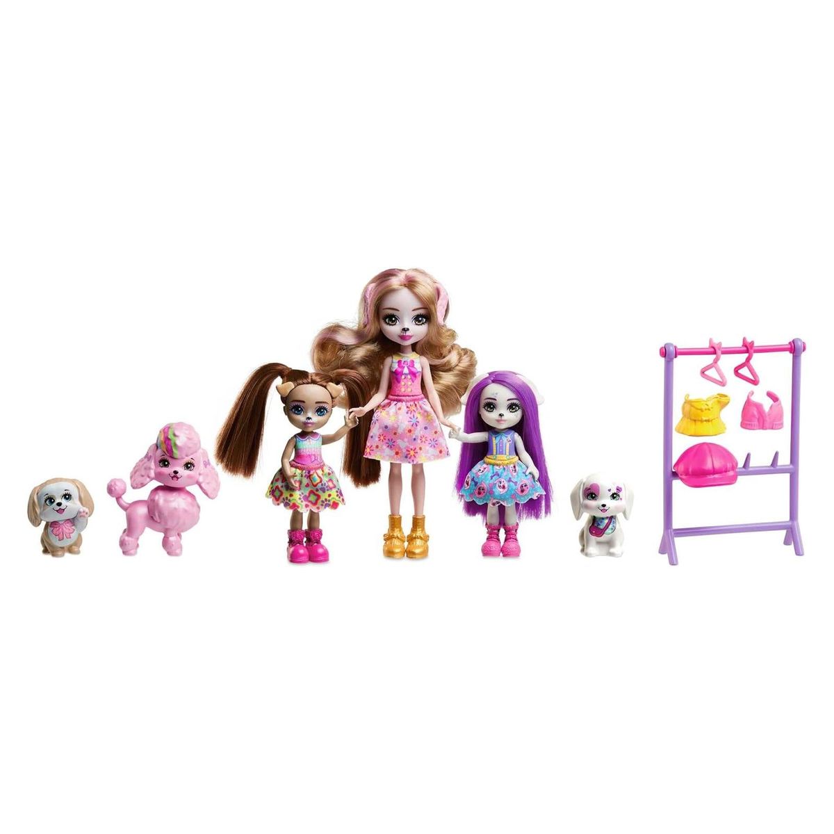 Mattel HNV26 - Enchantimals - Glam Party - Puppen Spielset, Dwyla Dog und Hundefamilie - Bild 1