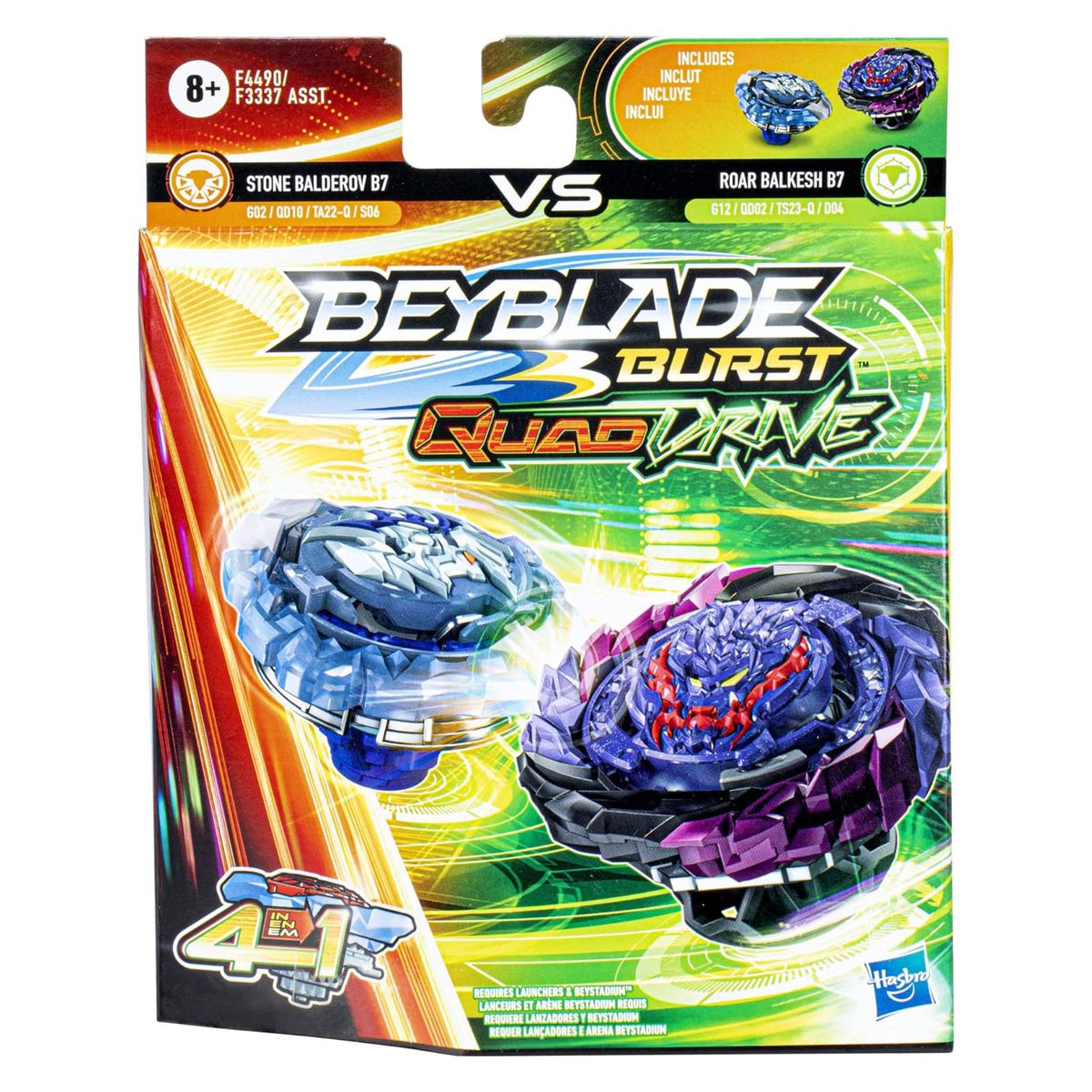 Hasbro F4490 - Beyblade - Burst QuadStrike - Stone Balderov B7 & Roar Balkesh B7 - Kreisel - 2er Pack - Bild 1
