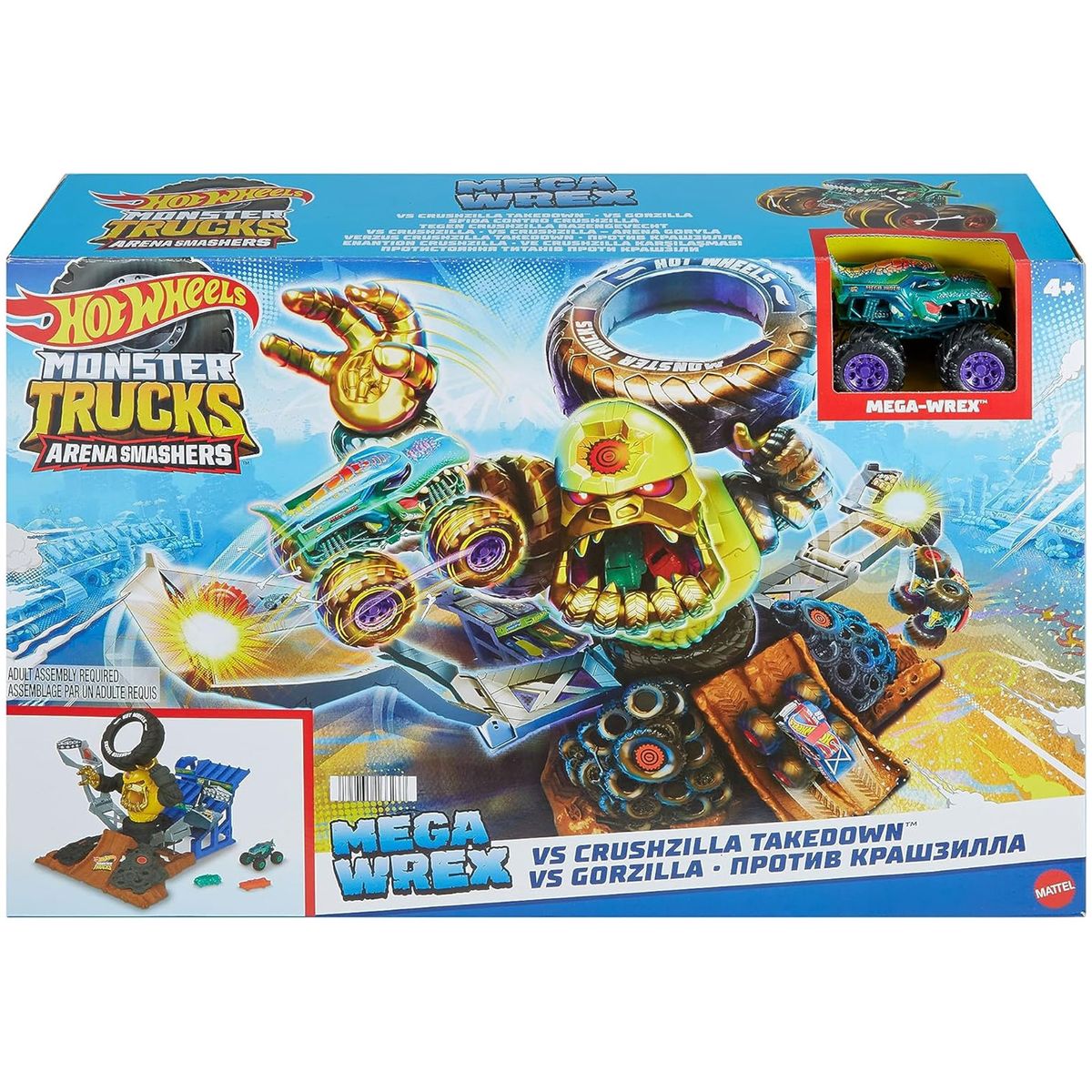 Mattel HPR47 - Hot Wheels - Monster Trucks - Arena Smashers - Mega-Wrex - Interaktives Spielset mit einem Fahrzeug, Crushzilla Takedown - Bild 1