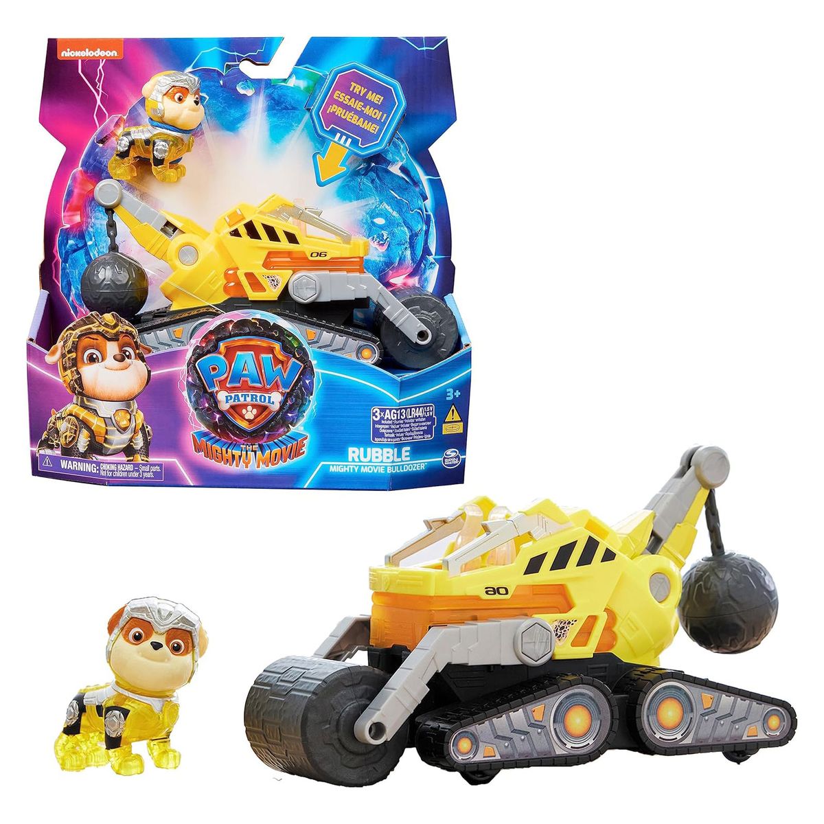 Spin Master 6067515 (20143010) - Paw Patrol - The Mighty Movie - Rubble im Baustellenfahrzeug mit Licht & Sound - Bild 1