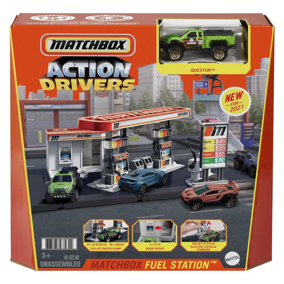 Mattel GVY84 - Matchbox - Action Drivers - Tankstellenspielset mit 1 Fahrzeug, 1:64 - Bild 1